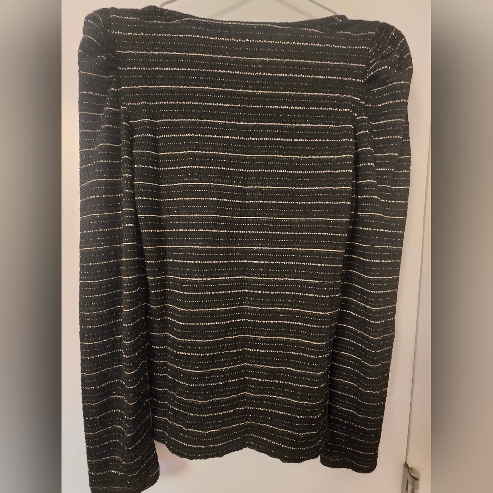 NWT LOFT Black and‎ Gold Striped Top - Picture 5 of 8